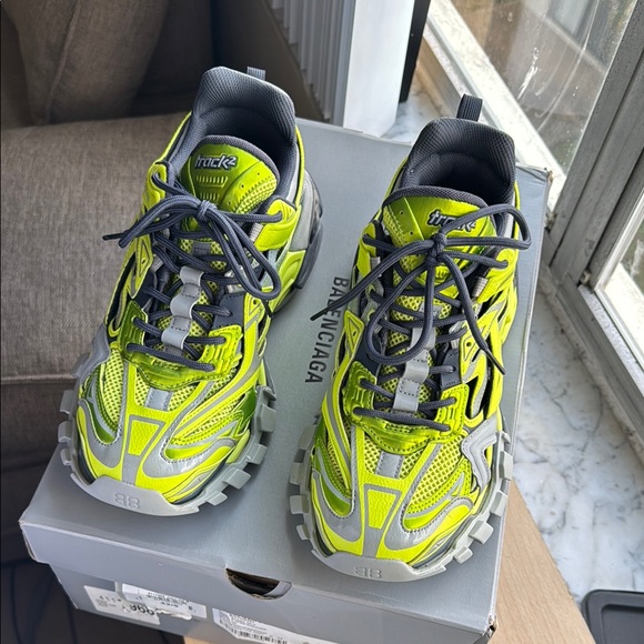 Balenciaga Neon Green and Gray Track Sneakers - Picture 1 of 5